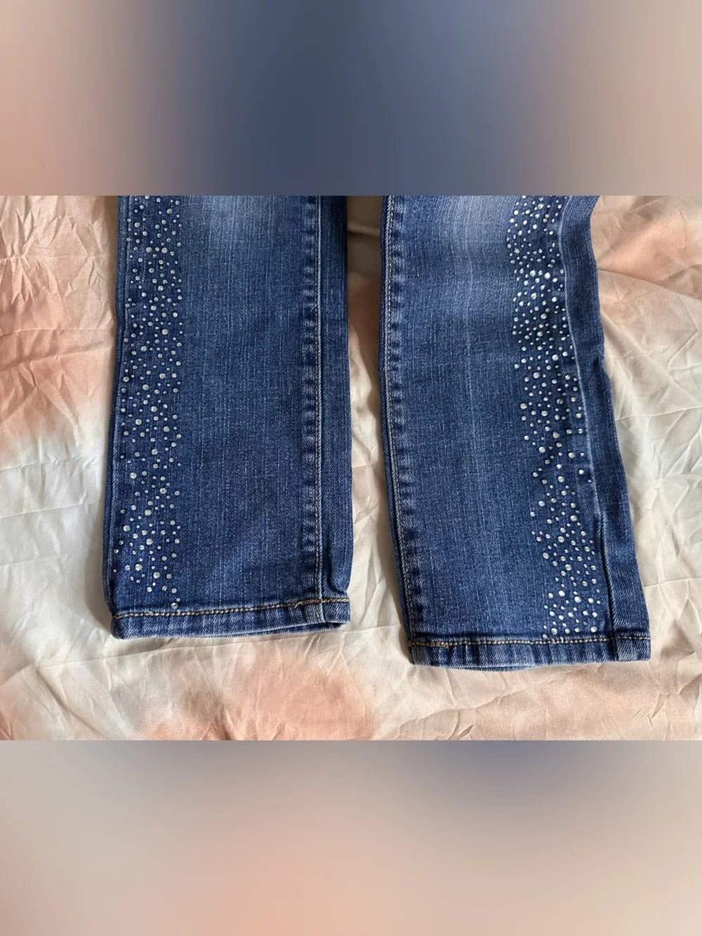 Justice Blue Jeans with Rhinestone Side Detail | Size 10 short